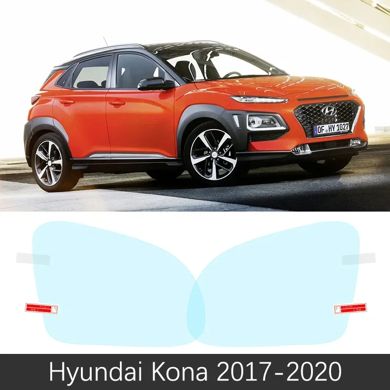 Full Cover Anti Fog Film For Hyundai Kona 2017~2020 Rearview Mirror Rainproof Clear Films Car Stickers Accessories