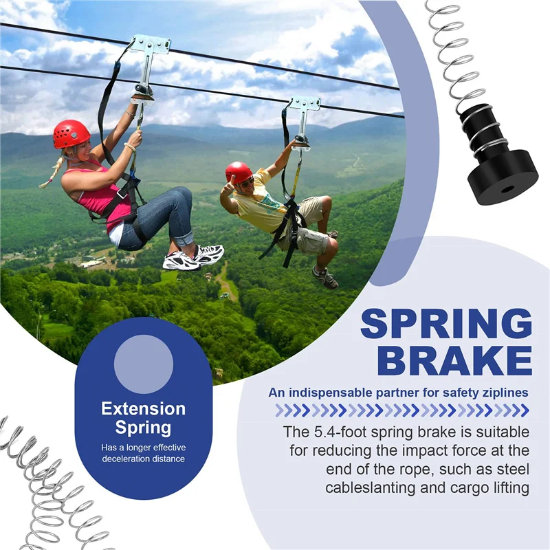 AC52-Zipline Spring Brake 165Cm Stainless Steel Zip Line Spring Brake Heavy Duty Zipline Brake Speed Reducer Spring Brake