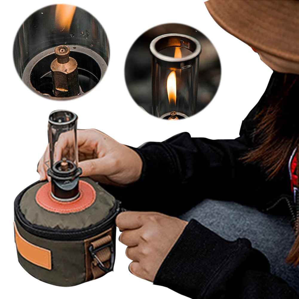 Camping Gas Lantern Tent Night Light Windproof Butane Gas Light Lantern Metal Gas Candle Light for Outdoor Emergencies