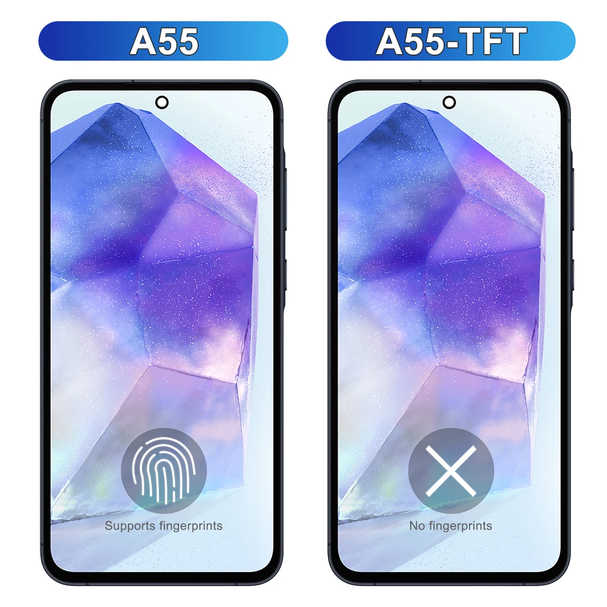 A55 TFT Screen Assembly for Samsung Galaxy A55 A556B A556B/DS LCD Display Digital Touch Screen with Frame Replacement