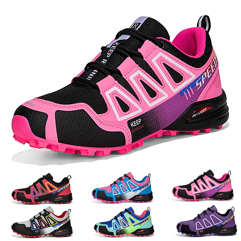 Chaussures de sport pour femmes, chaussures de cyclisme sur route sans système de verrouillage, chaussures de VTT d'extérieur, confortables et respirantes, chaussures de randonnée et de voyage