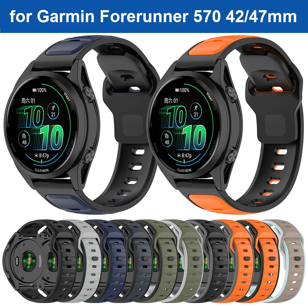 

Силиконовый ремешок для часов Garmin Forerunner 570 42 мм 47 мм 20/22 мм, сменный ремешок для часов