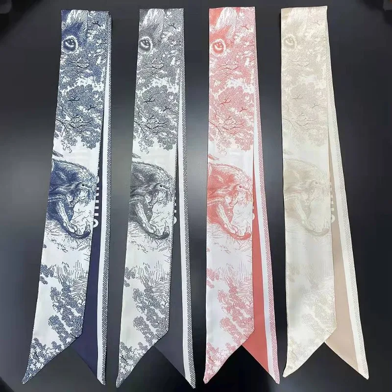 Spring New Twill Silk Selling Small Scarves Popular Korean Version Oblique Small Ribbon Scarf Women\'s Headband with Hand Gift