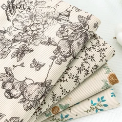 0.5/1/2Yard Vintage Floral Corduroy Fabric Soft Ribbed Spring Autumn Making Strap skirt,Jacket,Sofa Cover, Pillowcase, Clothing