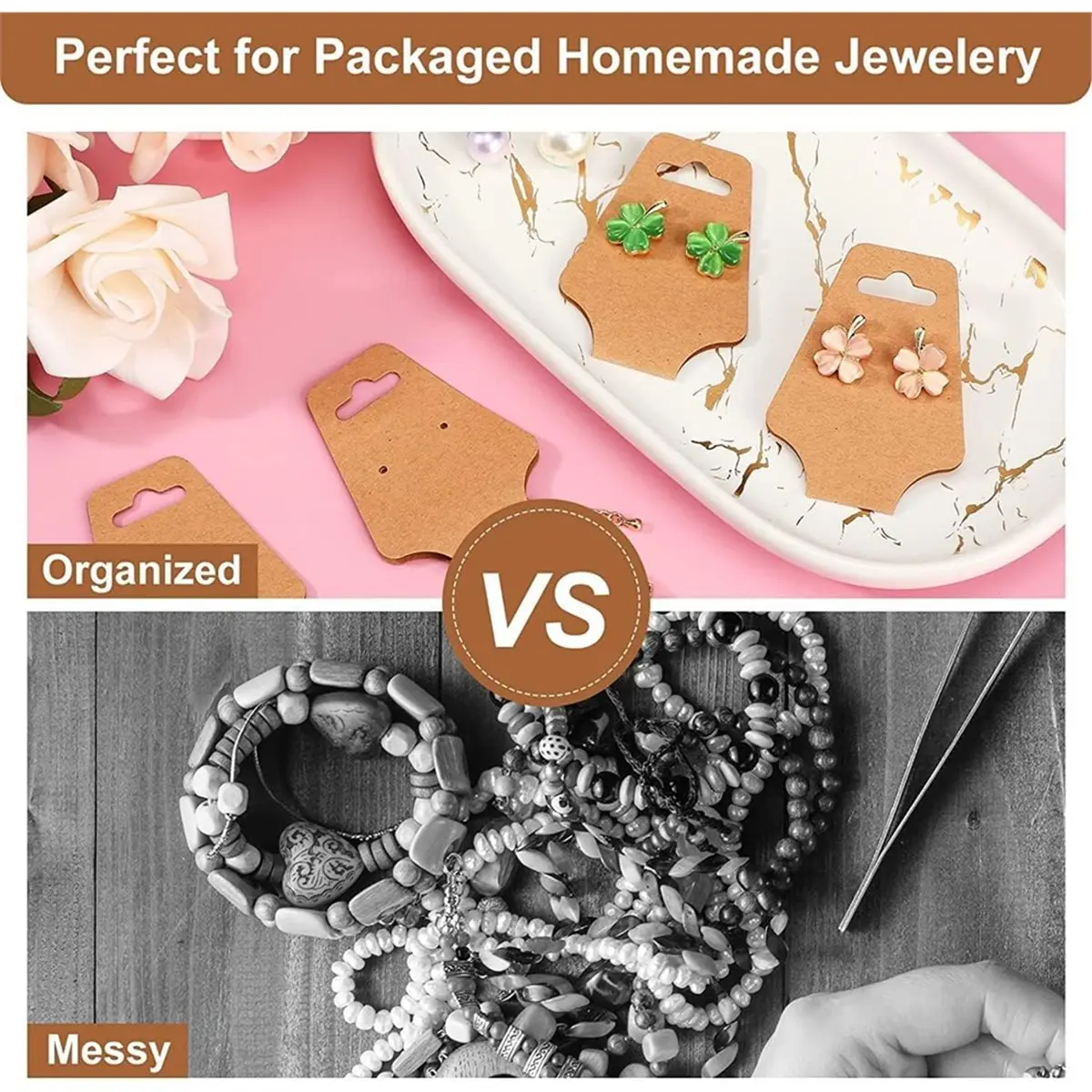 200 Pcs Jewelry Display Cards Self Adhesive Necklace Blank Jewelry Card Necklace Bracelet Keychain Holder