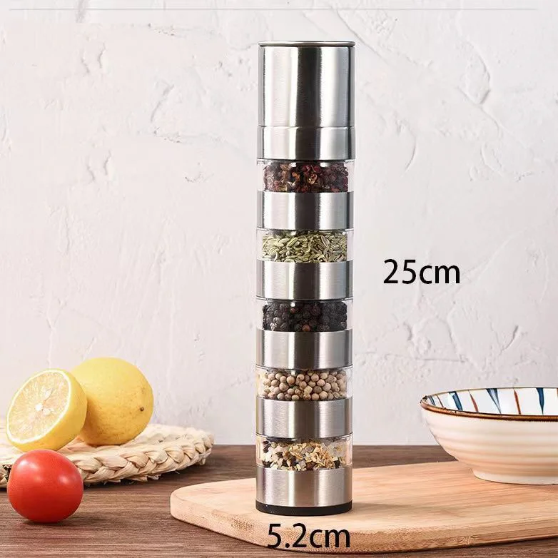 

Креативная портативная коробка для приправ из нержавеющей стали для кемпинга, домашняя ручная мельница, многослойная бытовая/уличная коробка для приправ lf381
