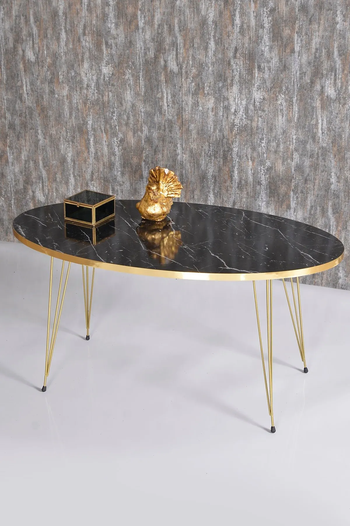 Escandinavo Gold Metal Wire Leg Coffee Table, moderna mesa de serviço de chá, sala e sala de estar, Ellipse Center, R