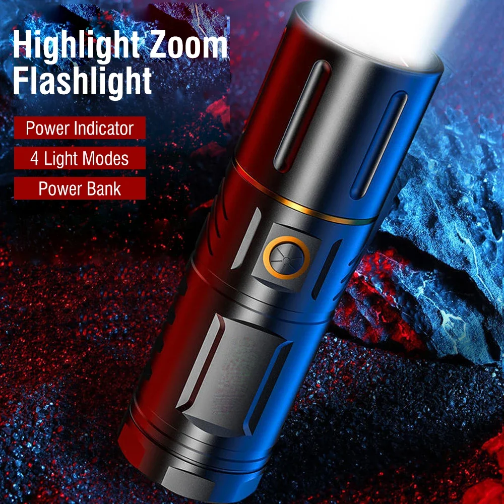 Strong Light Lamp LED Flashlight USB Rechargeable Ultra-Bright Torch High Power Lantern For Outdoor Fishing Emergency Lighting