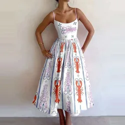 Elegant Women's Long Dresses 2025 Summer Print Vacation Suspender Sexy Dress Vestidos Mujer Verano Платье Летнее Ropa Y2k Mujer