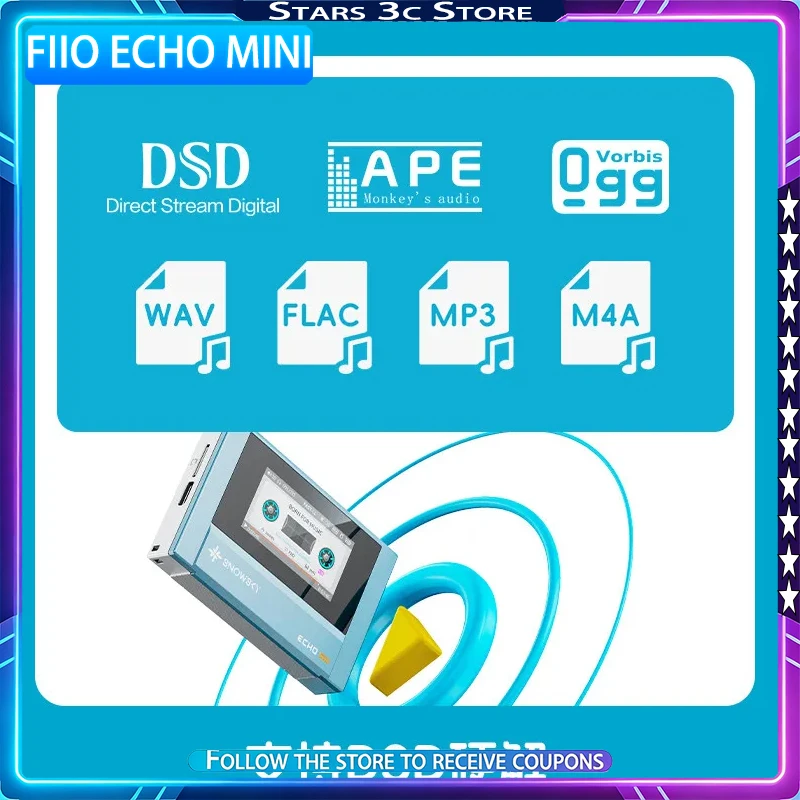 

FiiO SnowSky ECHO Mini Lossless Music Player 3.5mm & 4.4mm Dual Outputs IPS Full-view Color Screen Portable Bluetooth MP3 Player