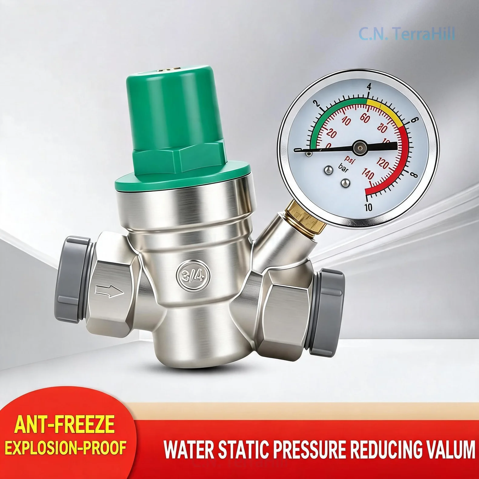 Water Pressure Reducing Valve Household Water Pipe Safety Regulator Valve for Brazil