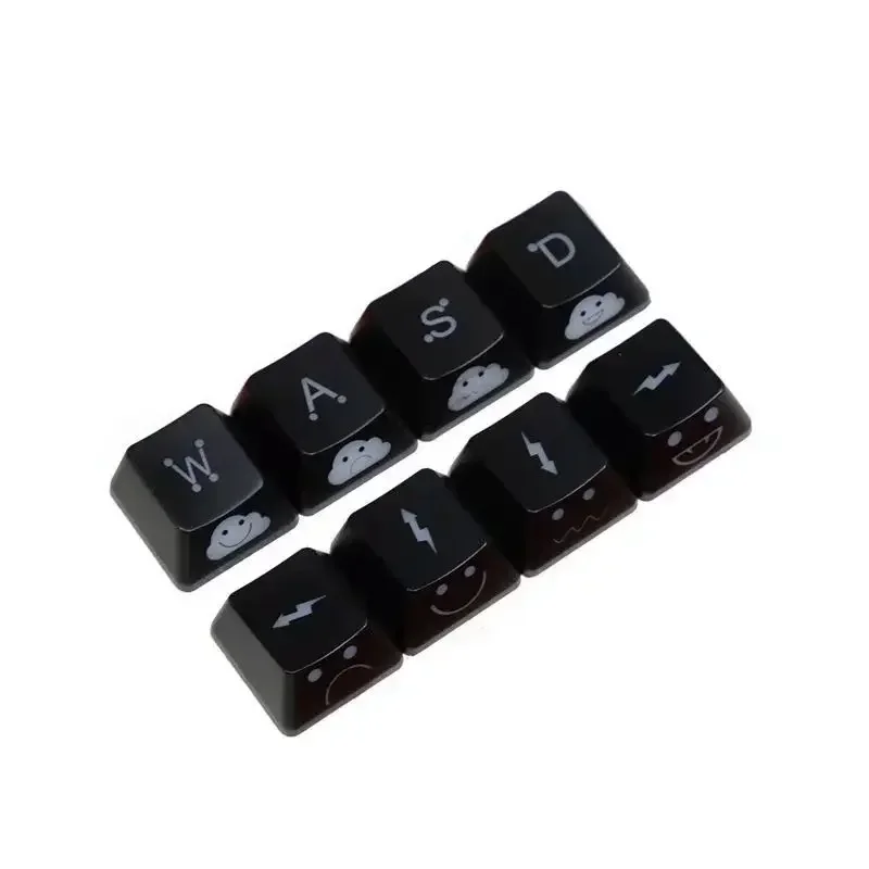 New Cute Emo Keycap Set WASD Arrow Broadside Lighting Key Cap for Mechanical Keyboard Compatible with MX Switch Home Decor