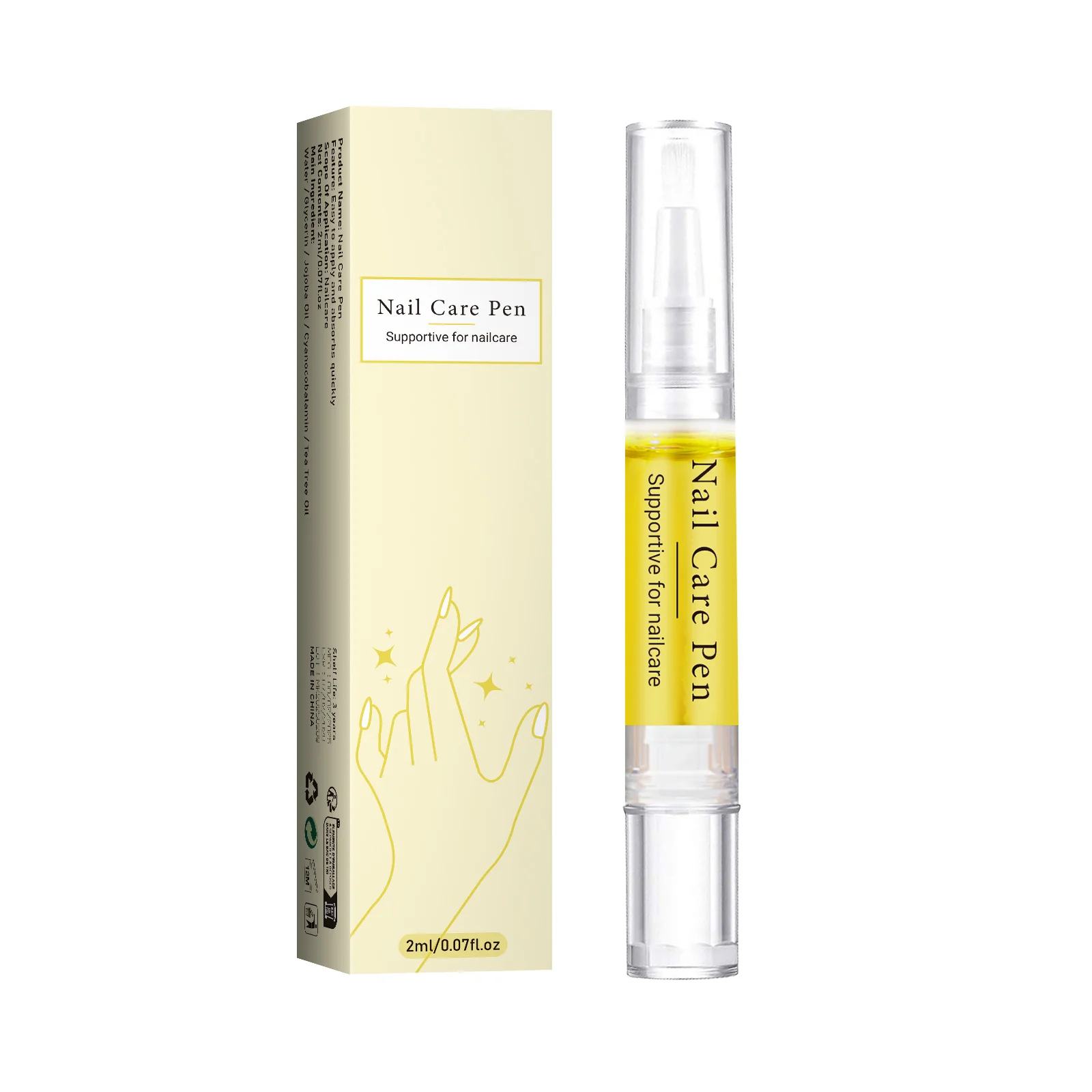 ปากกาดูแลเล็บแบบพกพาขนาด 2 มล. - ให้ความชุ่มชื้น, ซ่อมแซมความแห้งกร้านและเล็บ, สาระสําคัญจากธรรมชาติ, การดูดซึมอย่างรวดเร็ว, เป็นมิตรกับการเดินทาง