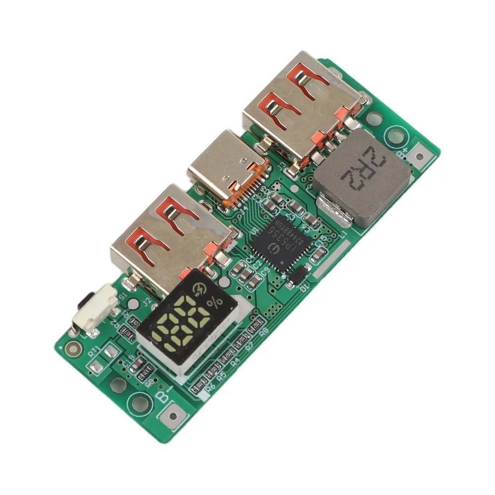 5V 3A Power Bank Module Featuring Digital LCD Display for Monitoring Charge State and Power Delivery Performance