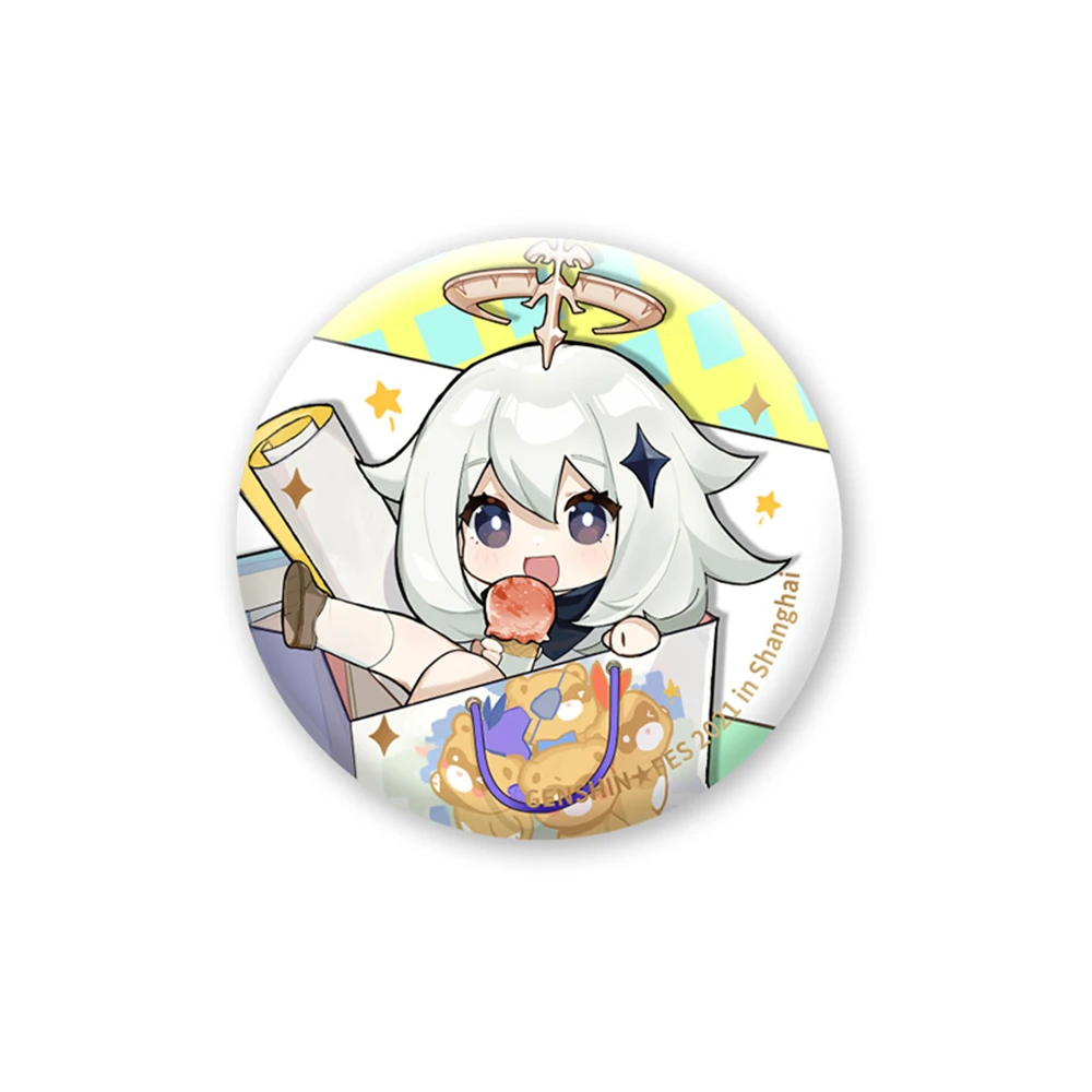 58mm Gra Genshin Impact Paimon Lumine Aether Cosplay KOSTIUM Odznaka Pin SPTE Blaszana Broszka Rekwizyt Prezent Świąteczny