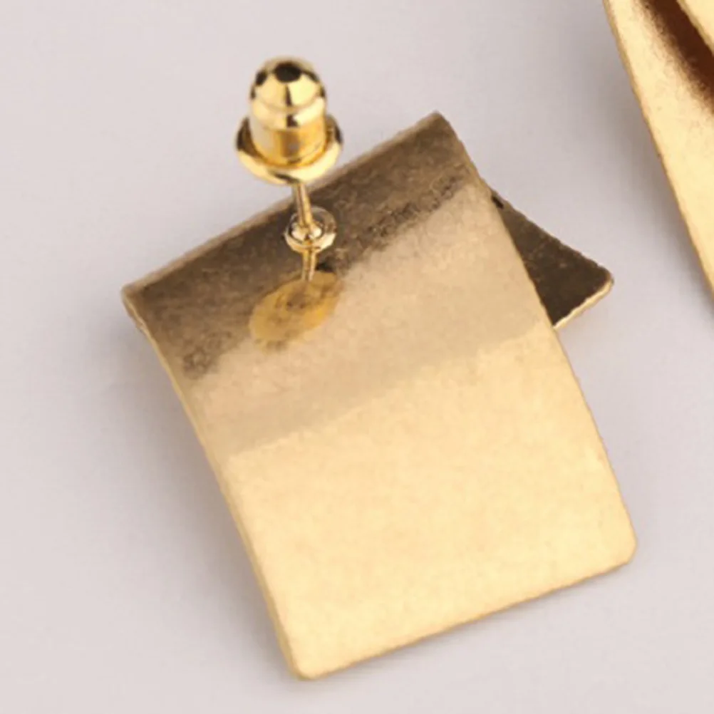

1 Pair Golden Geometric Square Ear Studs Copper Earrings For Women Fashion Stylish Irregular Design Jewelry Gift Party Wedding