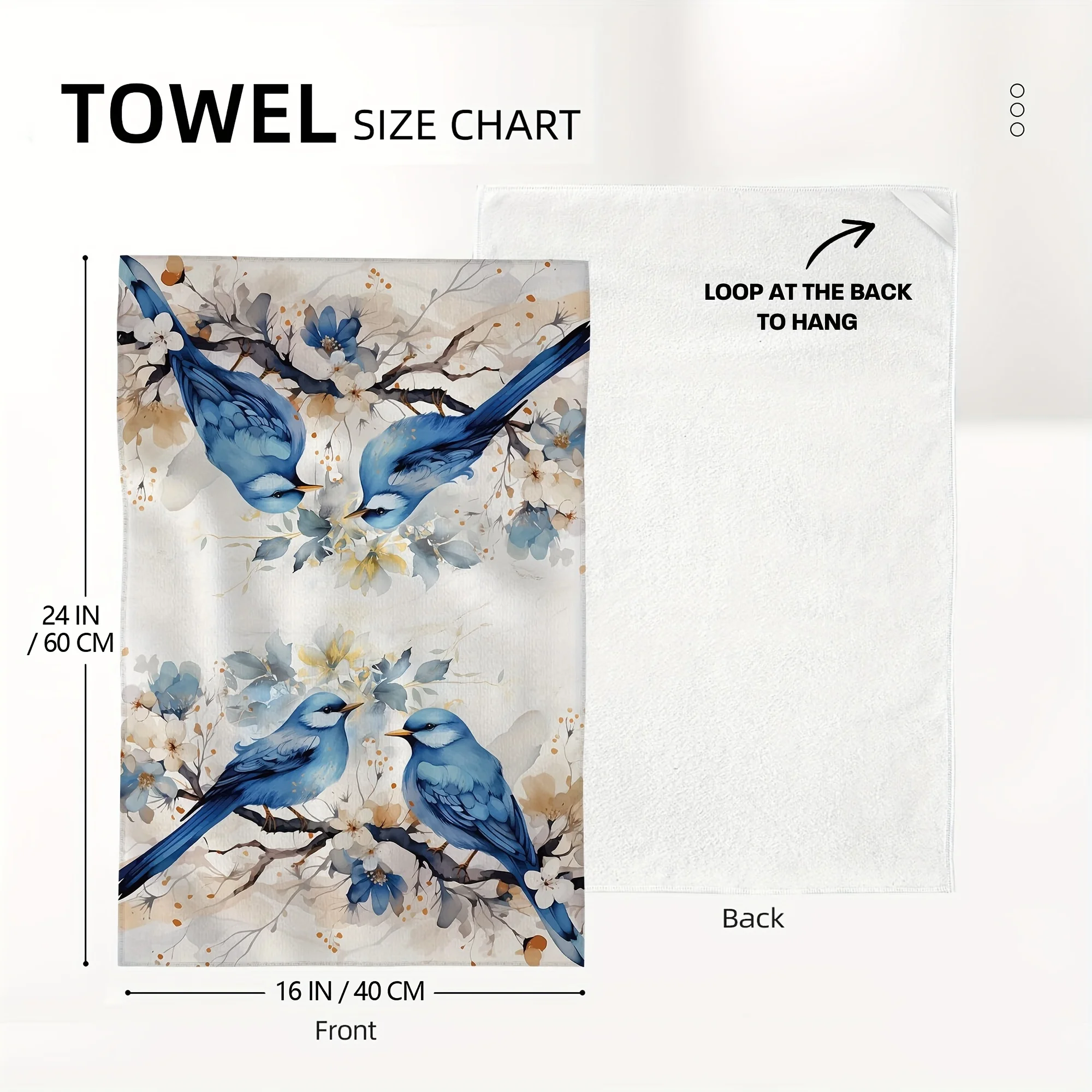 2pcs, Hand Towels, Cute Birds Pattern Dish Towels, Absorbent Soft Kitchen Towels, Colorful Printed Decorative Dishcloth For Kitc