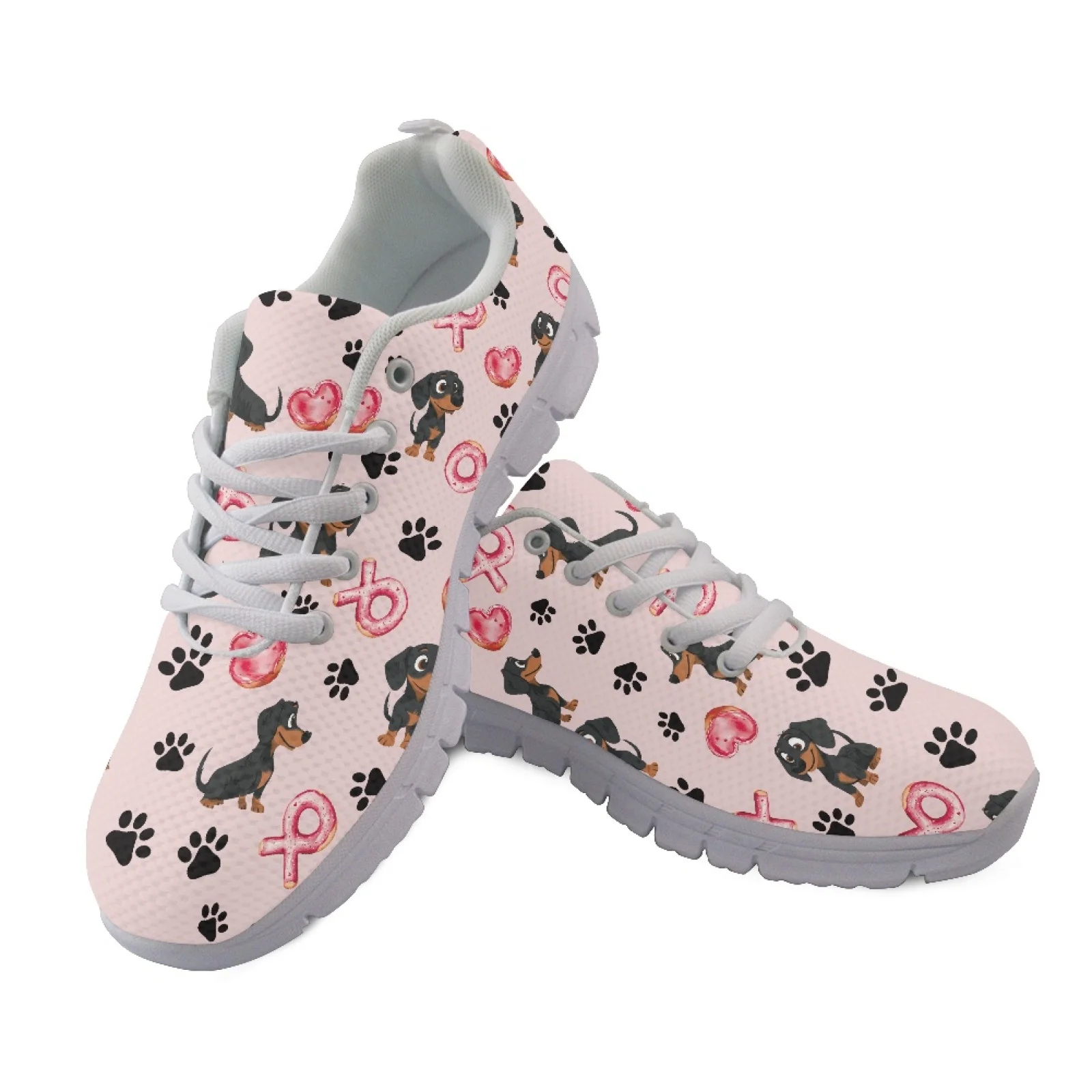 Coloranimal Lace Up Lightweight Sports Tennis Shoes for Men Mens Lace Up Athletic Trainers for Gym Cartoon Dachshund Print