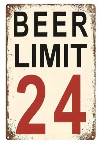 SPEED LIMIT BEER LIMIT 24 METAL TIN SIGN WALL ART MAN CAVE BAR ART DECOR WALL