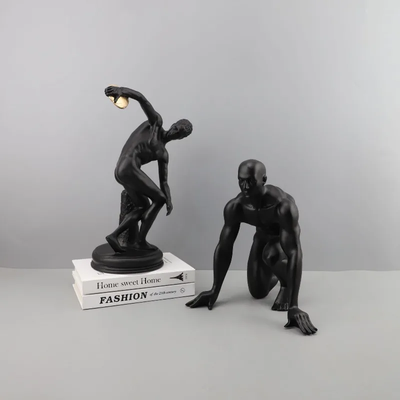 Nordic Minimalist Abstract Character Resin Sports Discus Throwing Character Running Man OrnamentSculpture Accessories Home Decor