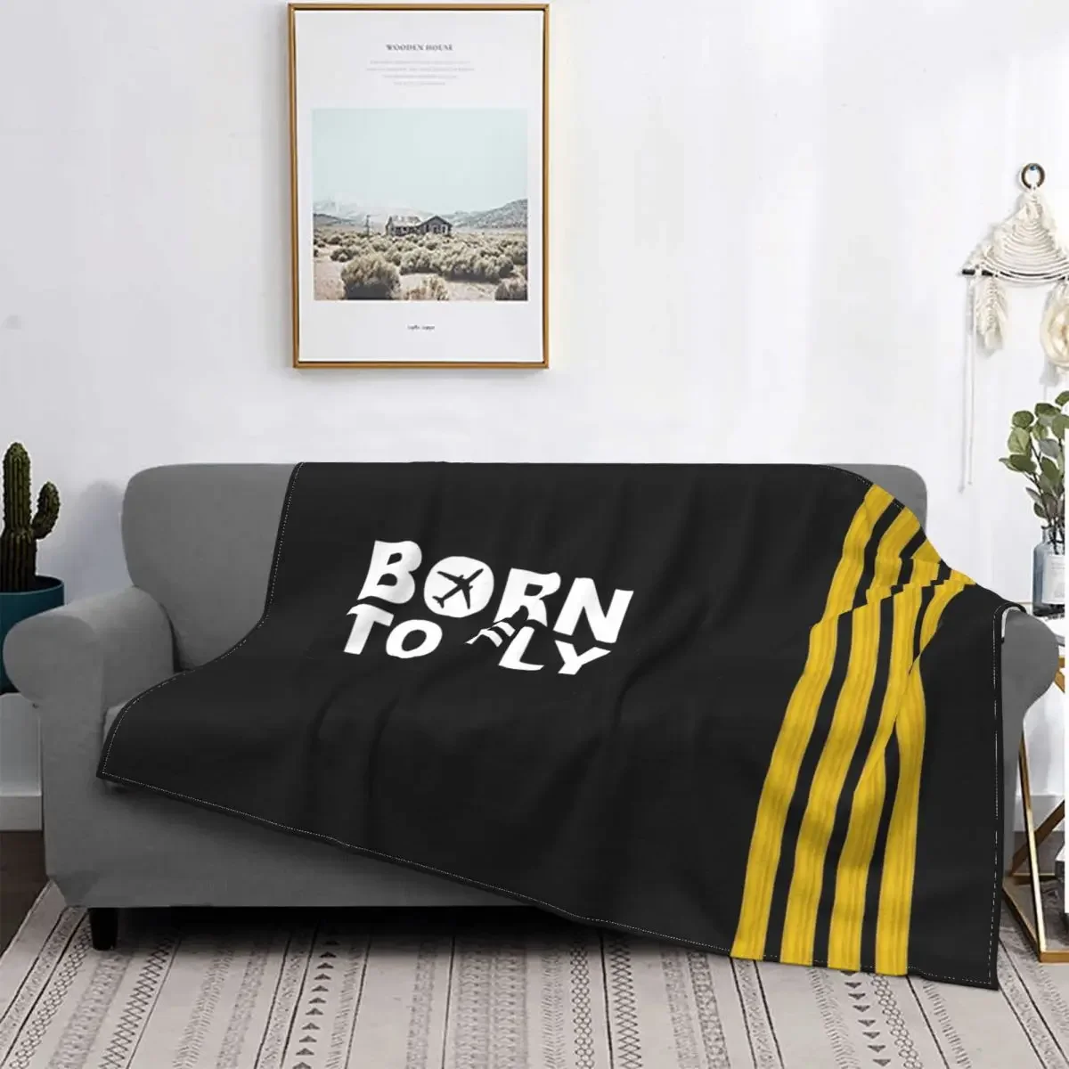 Born To Fly Captain Stripes Plush Blankets Pilot Air Fighter Novelty Throw Blanket for Sofa Bedding Lounge 150*125cm Bedspread