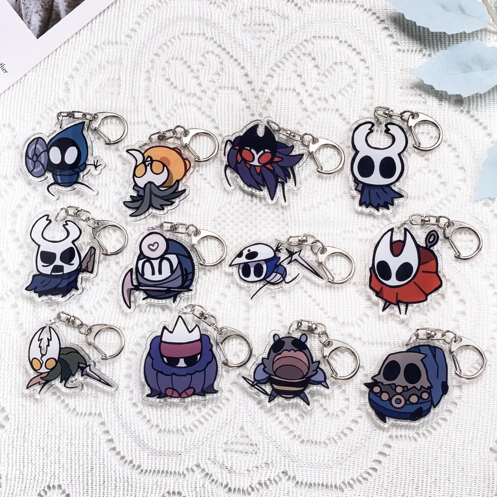 

1/12PCS Anime Characters Hollow Knight Acrylic Keychain Accessories Keyrings Friends Gifts Cartoon​ Bag Charms Backpack Pendant