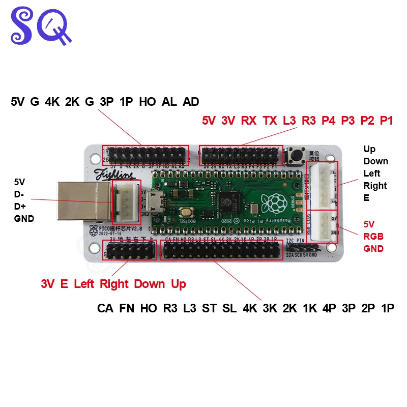 Zero Delay Raspberry Pi Pico Expansion Chip RGB/OLED Control Joystick Control Card Dual Core 133MHz PS4/Xbox/PC/NS Xinput Dinput