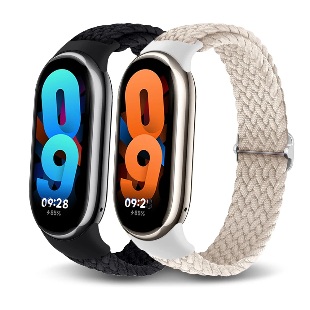 Strap for Mi Band 9 8 bracelet wrist watch accessories Elastic Nylon Braided Replacement belt correa for Xiaomi Miband 9 8 NFC