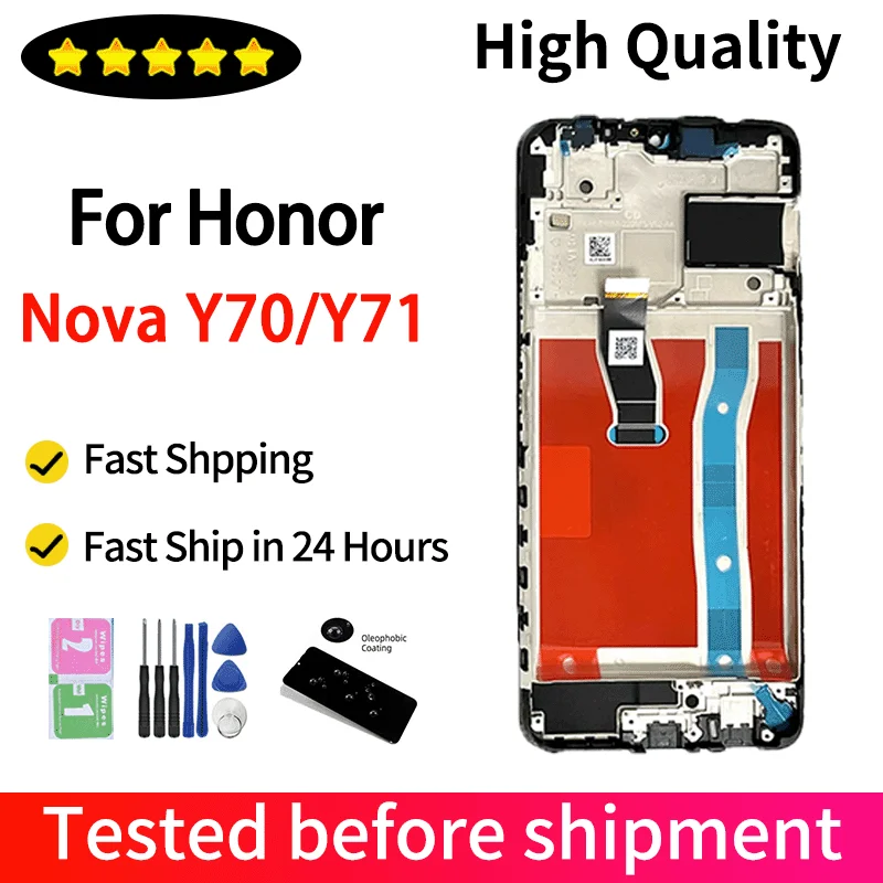 Pantalla LCD IPS de 6,75 pulgadas para Huawei Nova Y70 Plus MGA-LX9 LCD nova Y70, montaje de digitalizador táctil para Nova Y71 LCD con marco