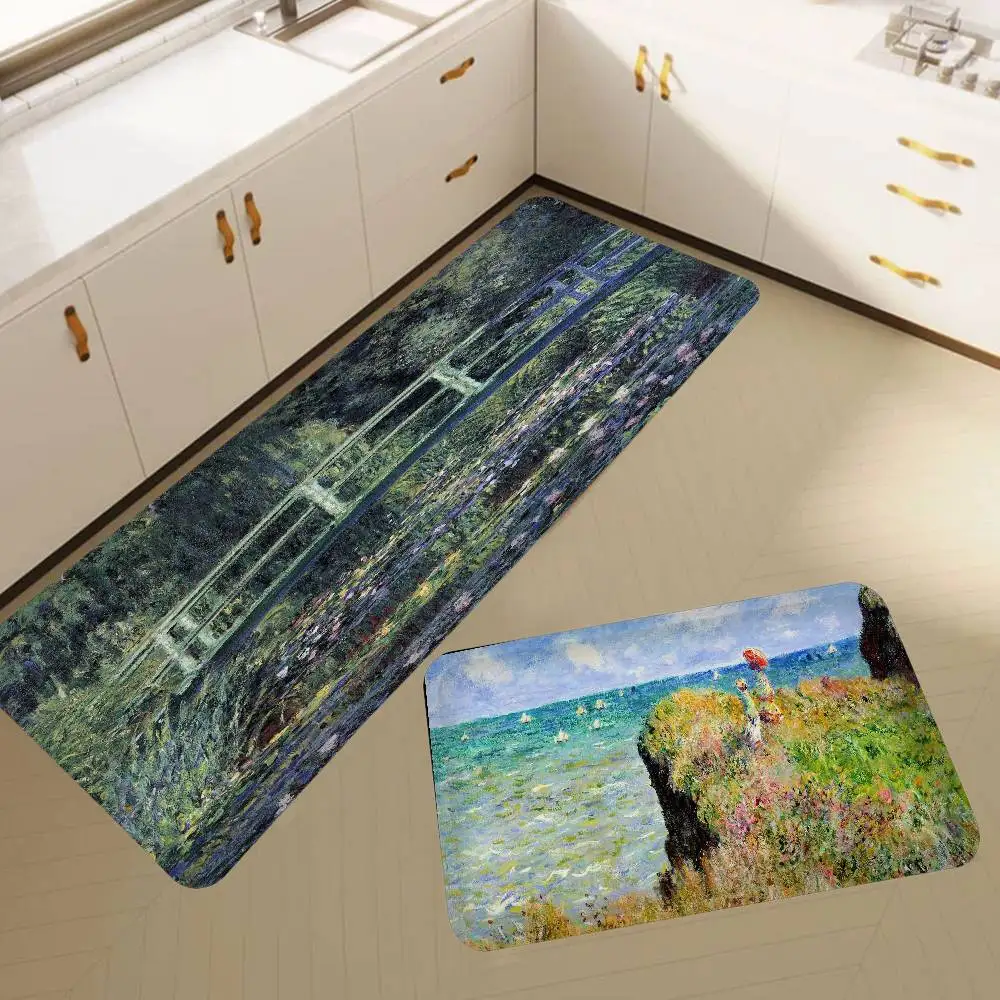 Claude Monet Oil Painting Art Entrance Door Mat Nordic Style Home Doormat Bathroom-Toilet Mats Bedroom Hotel Decor Mat
