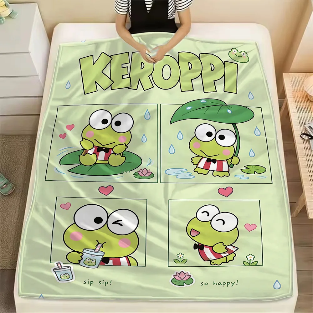 Sanrio KEROKEROKEROPPI Bed Blankets and Throws Fleece Blanket Kpop Demon Hunter Home Dandys World Plaid Hysteric Mini Throw