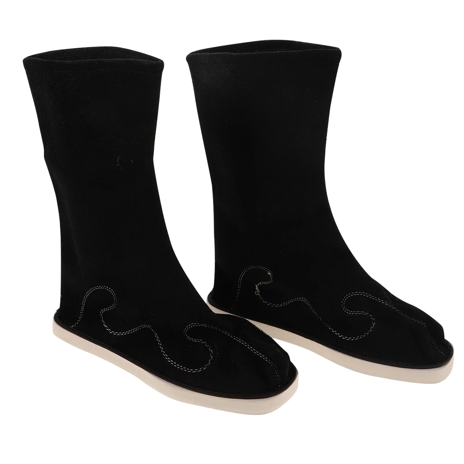 

1 Pair Hanfu Shoes Chinese Traditional Midcalf Boots Embroidered For Cosplay Cultural Performance Tai Chi Antislip Pu