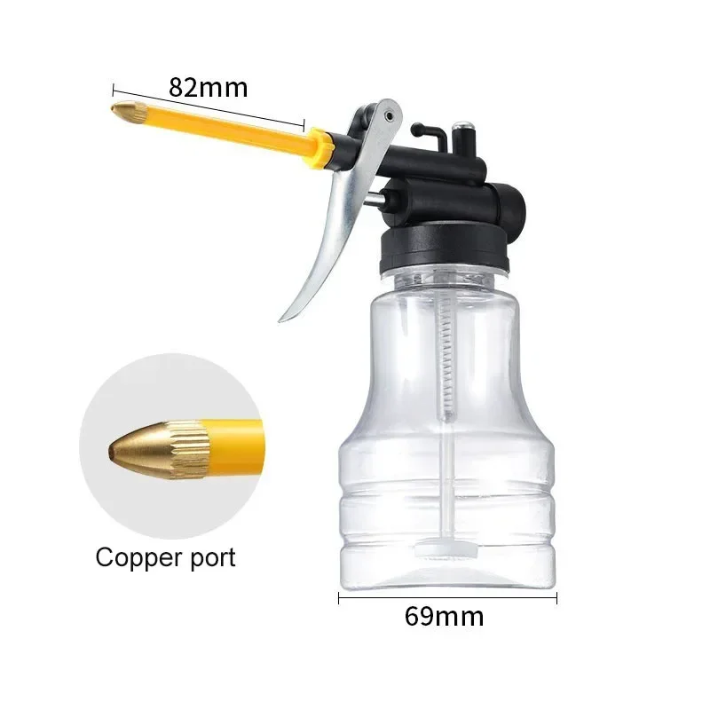 New 250ml Transparent Oil Can Oiler Lubrication Oil Plastic Machine Pump High Pressure Pump Oiler Grease Gun