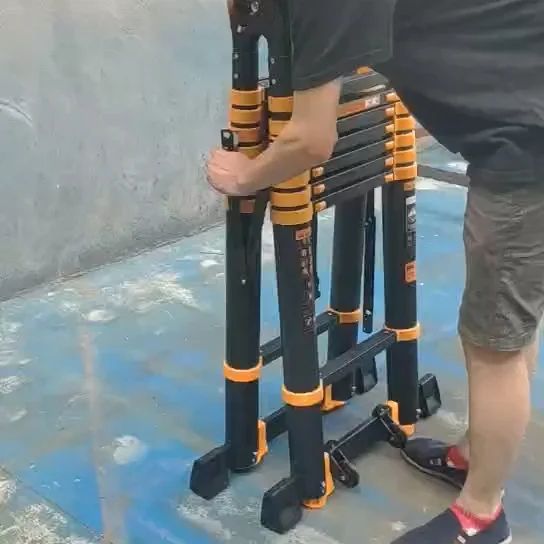 บันไดอลูมิเนียมแบบยืดไสลด์ปรับได้สําหรับใช้ในครัวเรือน