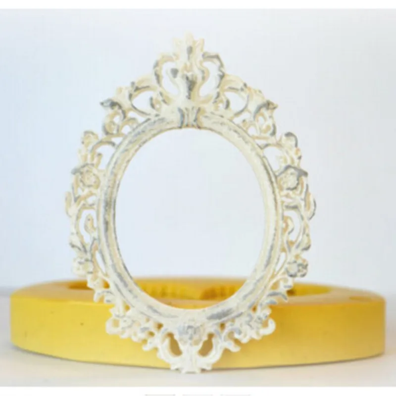 Oval Silicone Mold for Cake Decoration, Elegant Frame, Rubber, Flexible, Resin, Fondant, Aroma Stone Moulds, PRZY