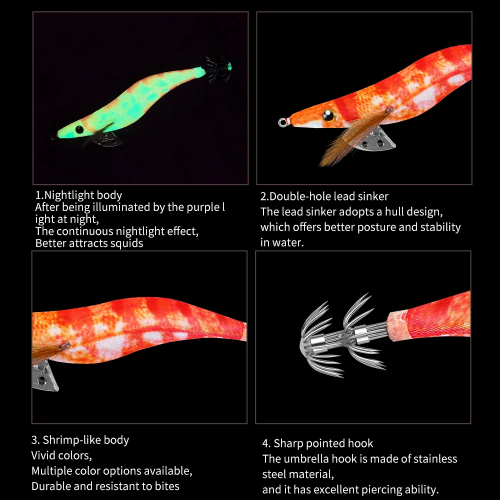 FSDZSO Squid Bait 2.5# 3.0# 3.5# Artificial Jigging Lures Slow Sinking Strong Hooks Sea Fishing Octopus Cuttlefish Luminous EGI - view 4