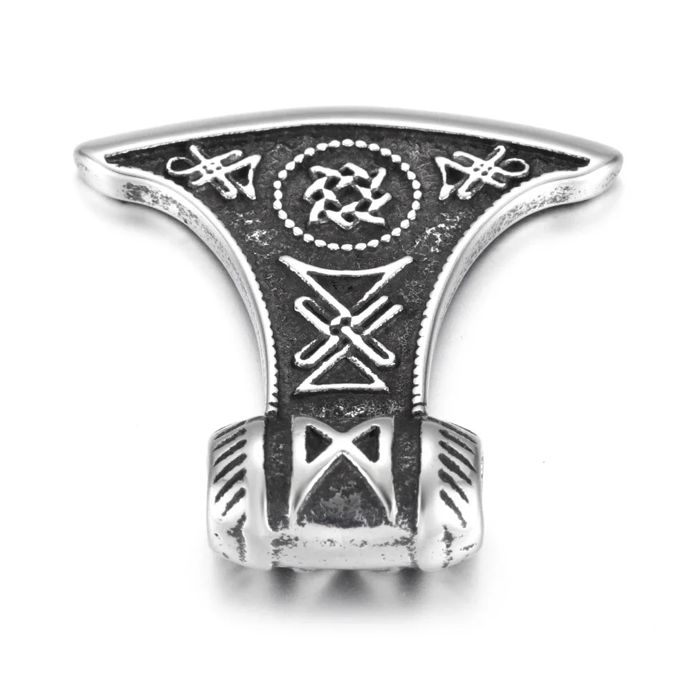 Stainless Steel Viking Axe Pendant for Necklace DIY Accessories Pendants Findings Jewelry Making Supplies Vintage Hole 4mm