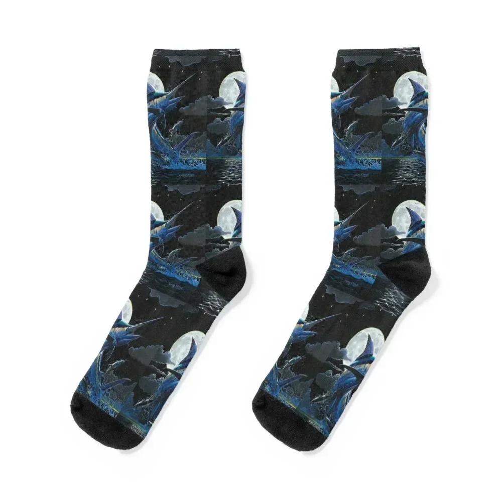 Marlin Moon Socks winter thermal funny sock christmas gift Men Socks Women's