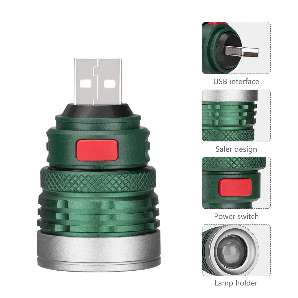 USB Taschenlampe Mini Taschenlampe Aluminium Legierung Starkes Licht LED Lichter Beleuchtung Camping Lampe Laterne Angeln Wandern Füllen Lichter