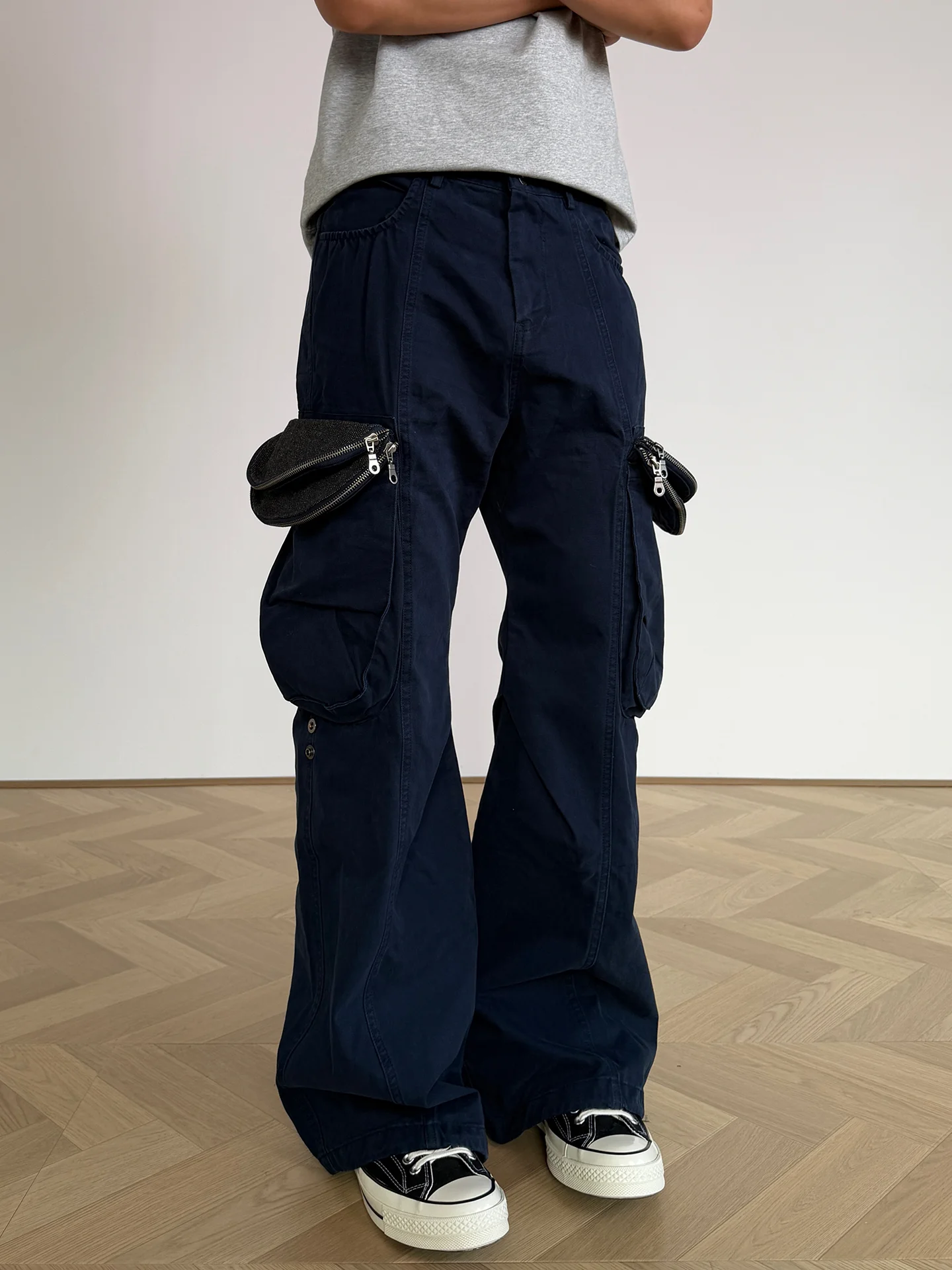 Retro American Streetwear Workwear Loose Wide Leg Straight Cut Multi Pocket Outdoor Breathable Long Trousers Unisex