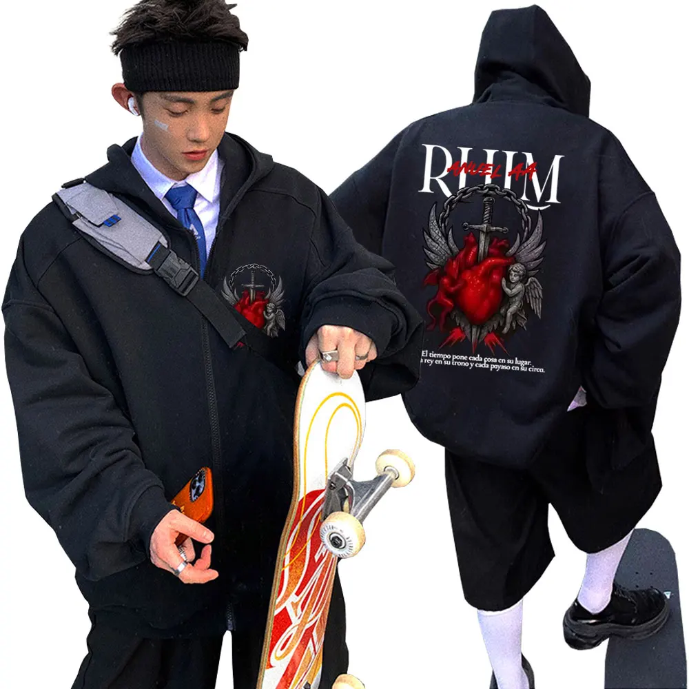 

Rapper Anuel AA Rhlm 2 Album Tour Zipper Hoodie Men Women Hip Hop Fashion Pop Music Zip Up Jacket Male Casual Oversized Hoodies