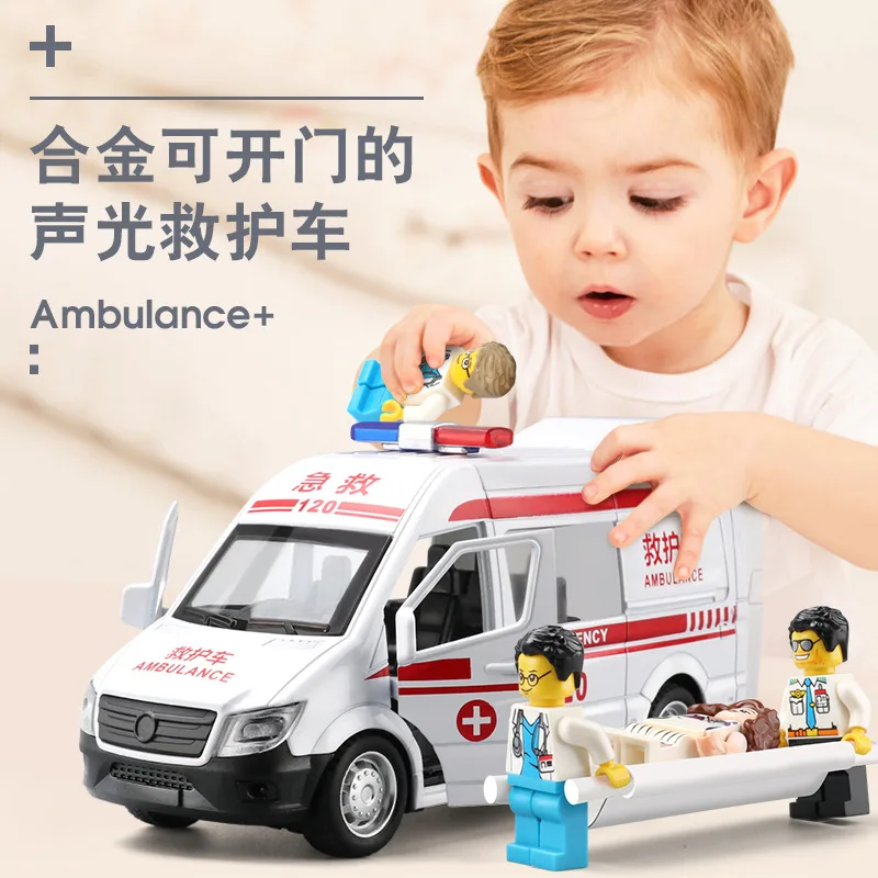 1:32 Sprinter Ambulance Hoge simulatie legering automodel politieauto brandweerwagen auto speelgoedmodel