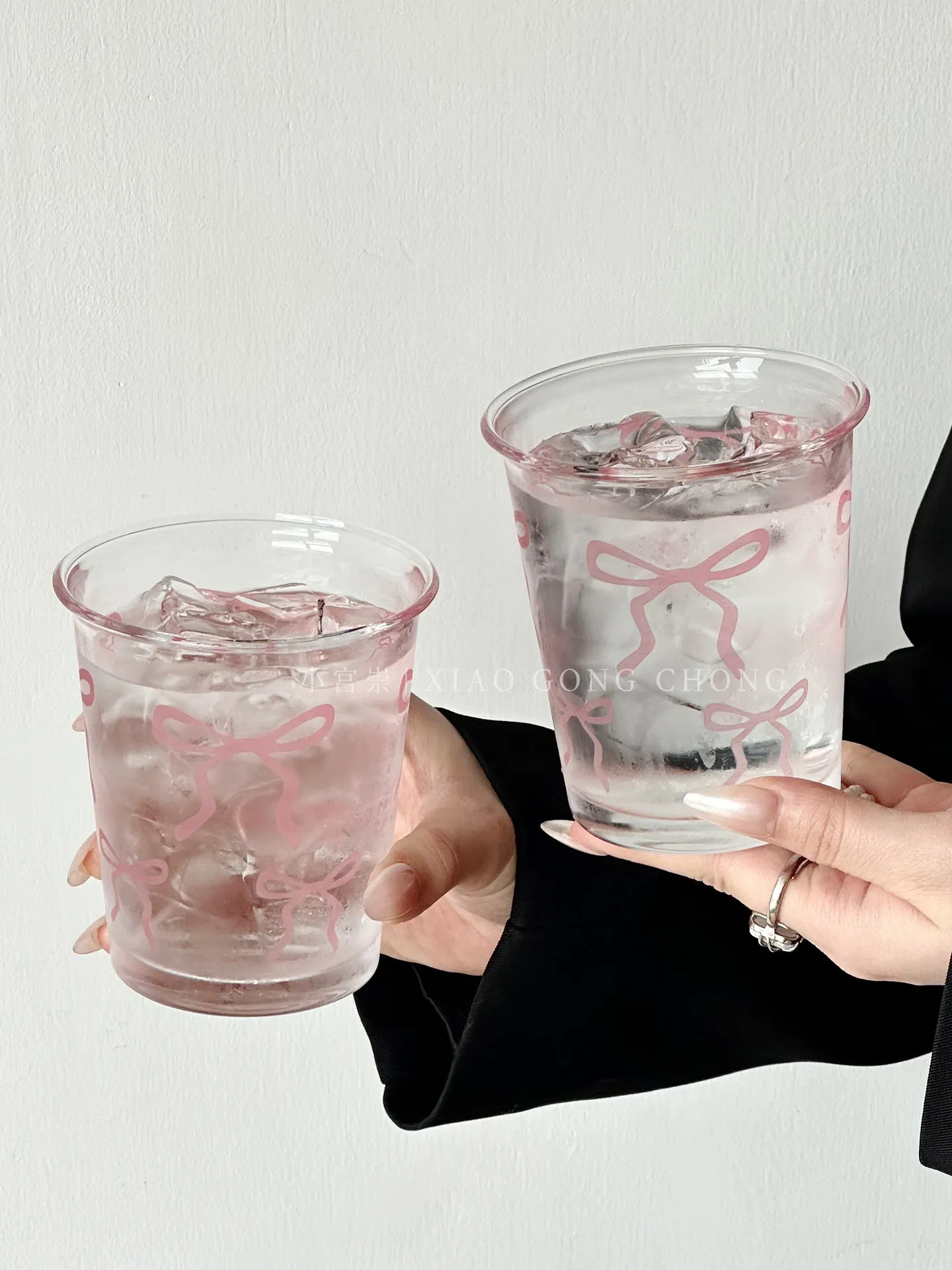 ink Bow Glass Cup, Cute Aesthetic Girly Drinking Glass, High Appearance Level Tumbler for Water, Juice & Coffee, Daily Household