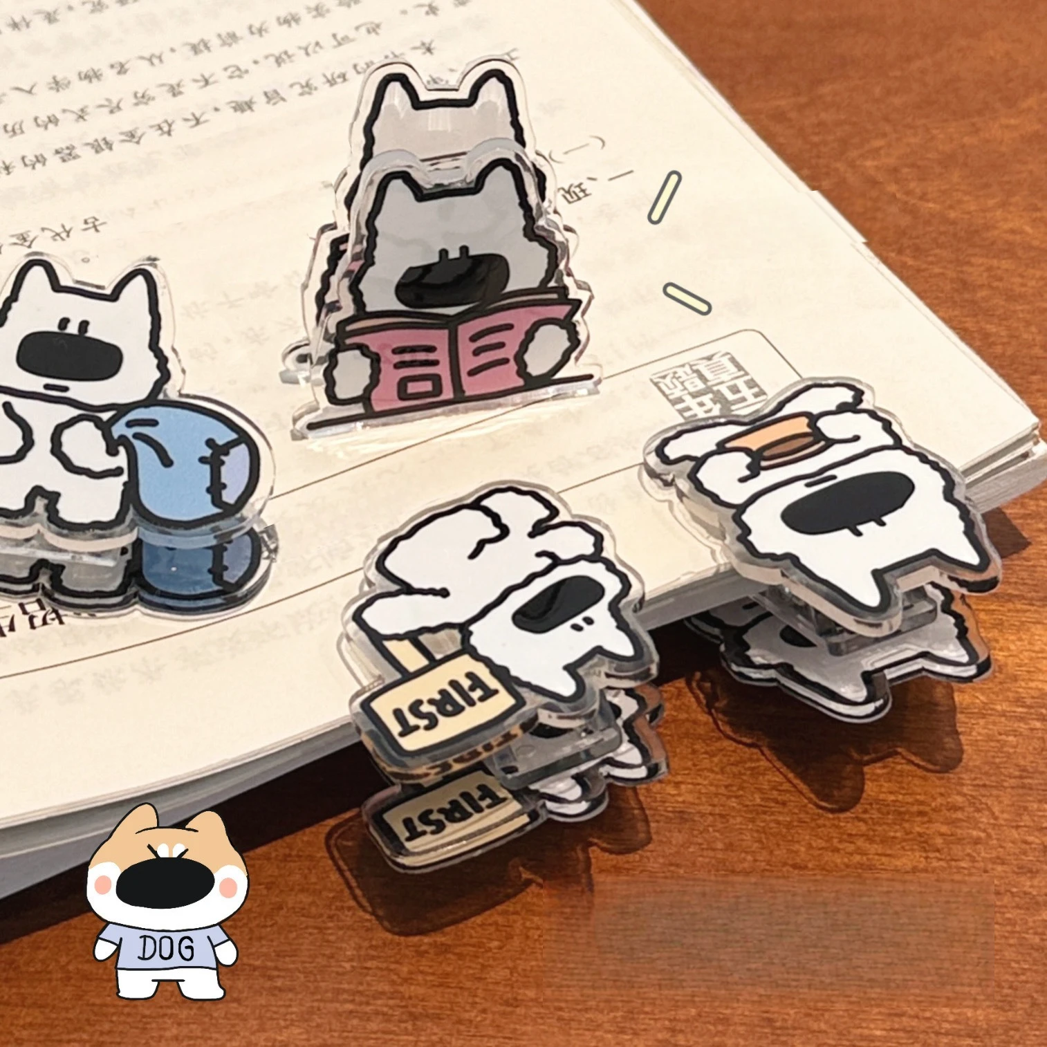 8 pçs/set bonito ocidental highland cão memo clipe dos desenhos animados decorativo presente clipe acrílico estudante exame clipe de papel