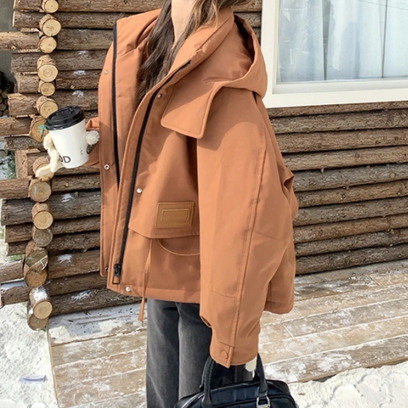 

Winter 2025 New Short High-end Cotton Clothes Women's Hooded Design Loose Casual Thickened Jacket