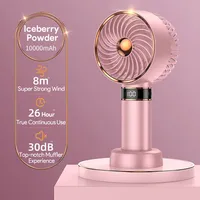5000mAh Handheld Fans Portable Electric USB Fan LED Power Display Office Desktop Fan Indoor Outdoor Mini Fan Summer with Base
