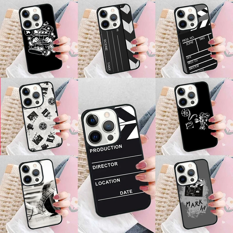 Clapper board Film Movie maker Soft Phone Case Cover for iPhone 16 Promax 15 Pro 13 14 Plus 11 12 Mini XR XS MAX Coque