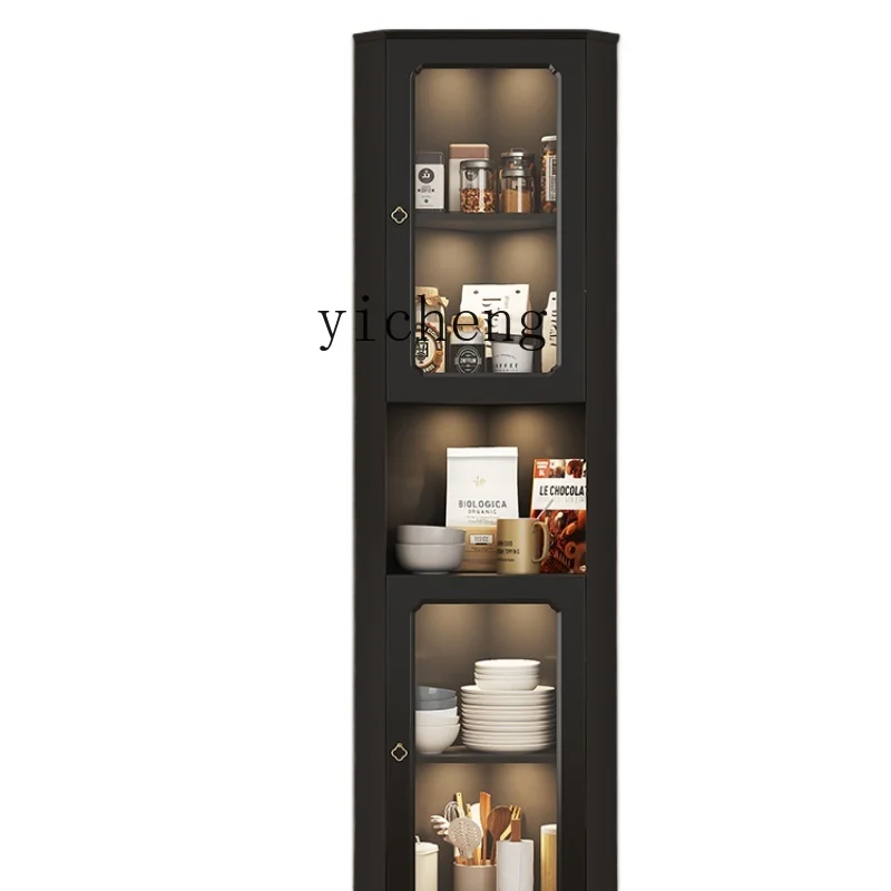 ZK Retro Corner Triangle Cabinet Black Corner Cabinet Living Room Corner 90 Degree Right Angle Storage Cabinet