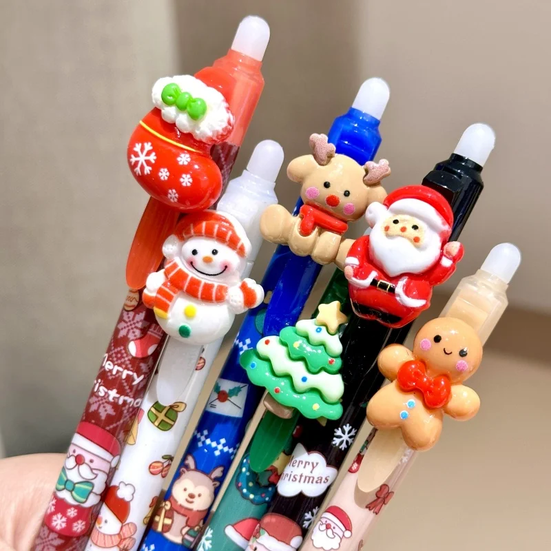 

36pcs/lot Kawaii Christmas Santa Claus Erasable Gel Pen Cute 0.5mm Blue Ink Signature Pens Promotional Gift School Supplies