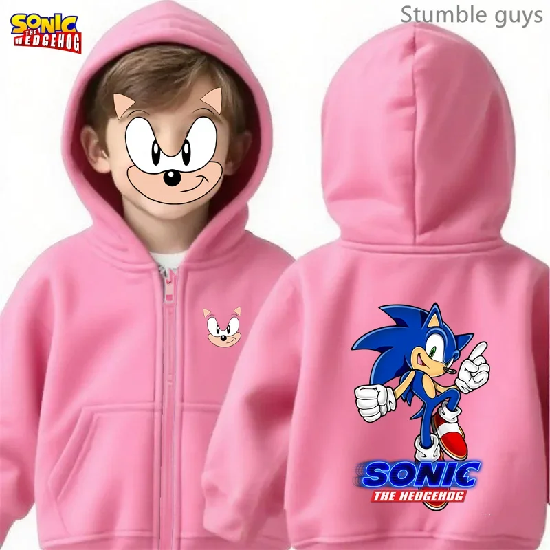 Sonic enfants Anime sweat à capuche zippé printemps automne garçons vêtements filles vêtements de sport confortable Fans porter